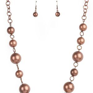Paparazzi Commanding Composure Copper Necklace and Earring Set